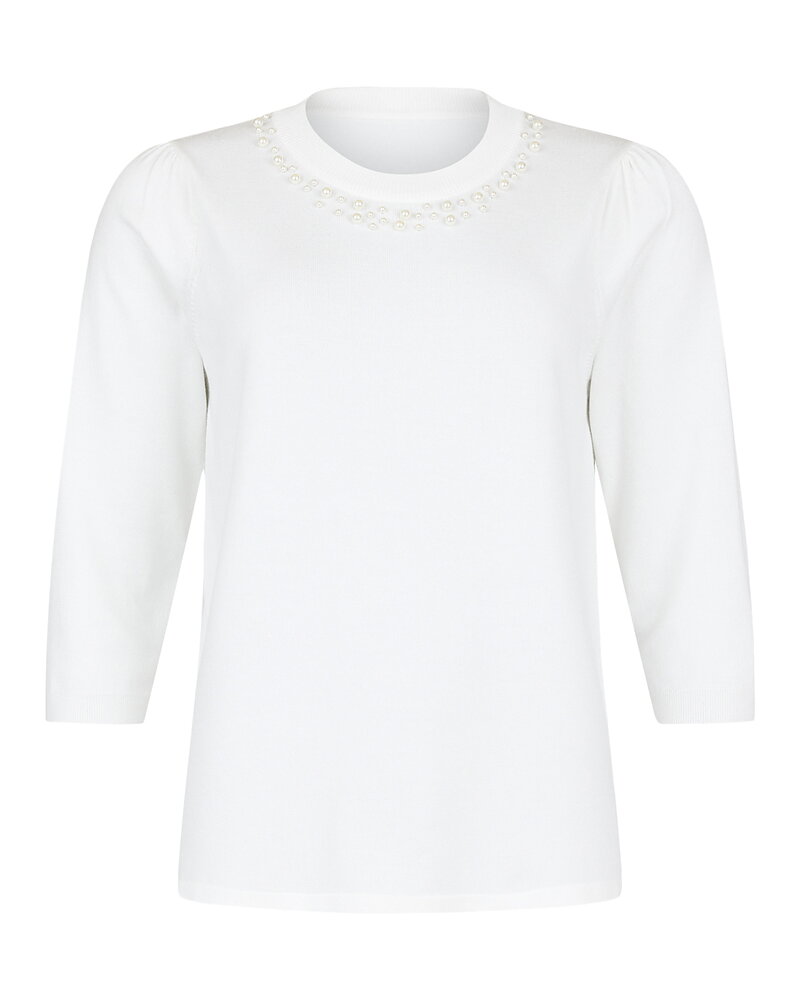 Jumper offwhite med pärlor i ringningen
