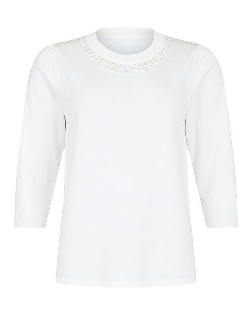 Jumper offwhite med pärlor i ringningen