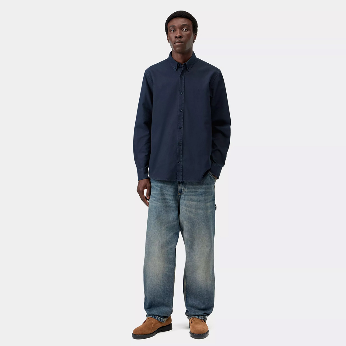 Carhartt WIP - Bolton L/S Shirt Dark Navy Garment Dyed - 3