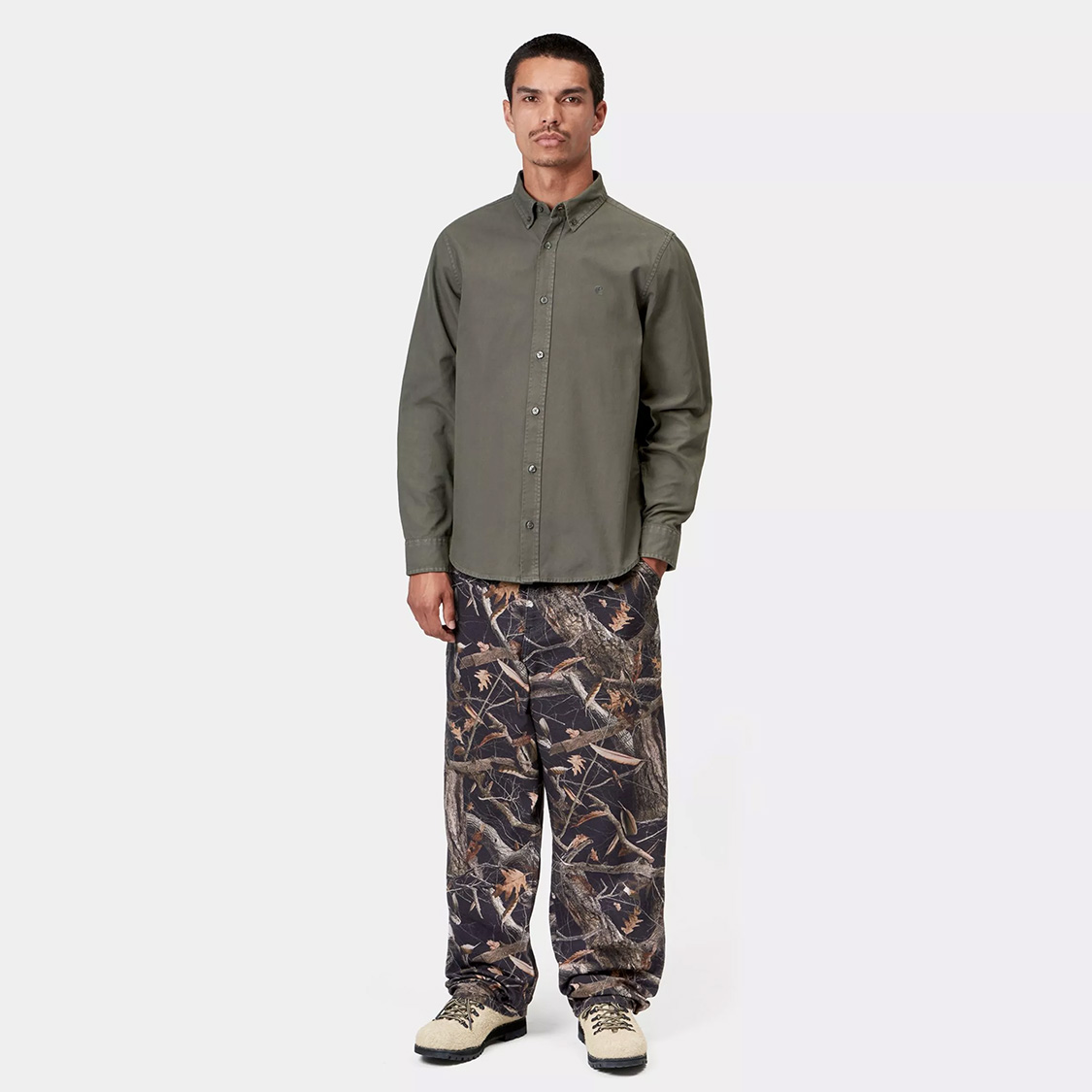 Carhartt WIP - Bolton L/S Shirt Shungite Garment Dyed - 3