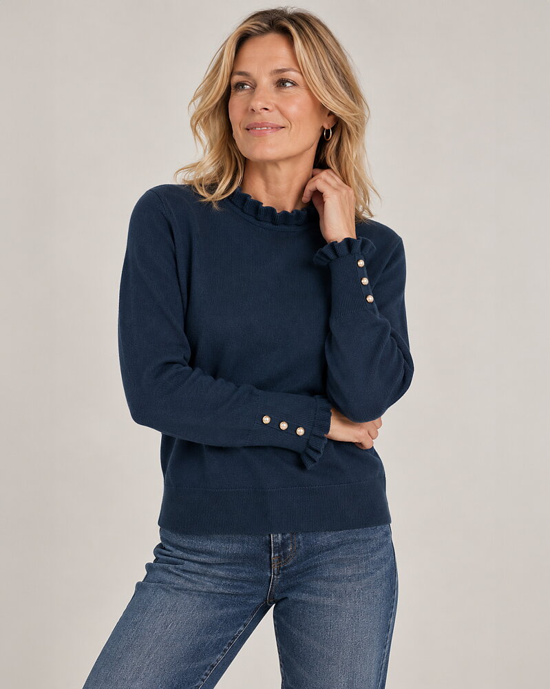 Jumper Katie volangkrage mörk havsblå