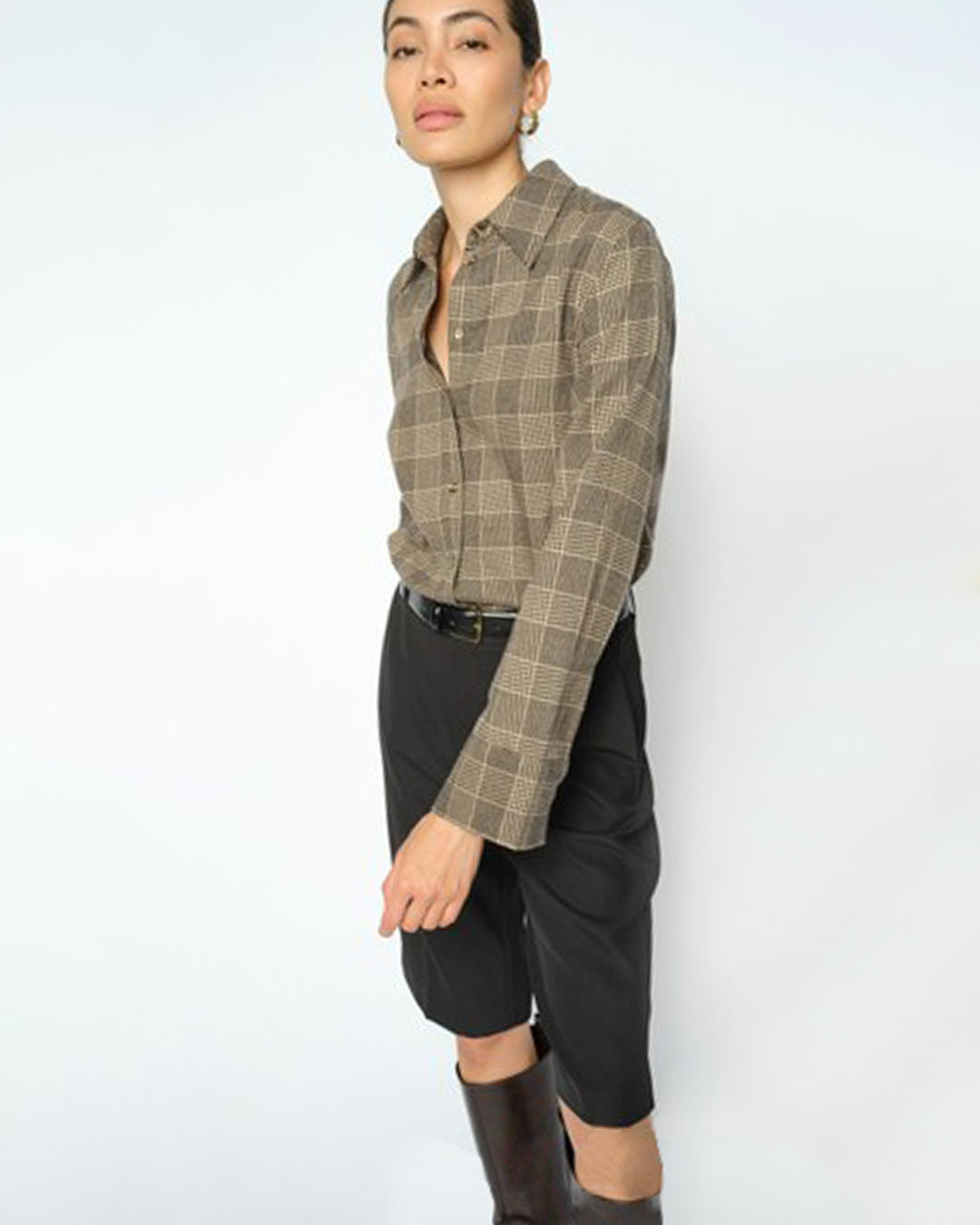 Skjorta Ayen rutig svart/beige - 2