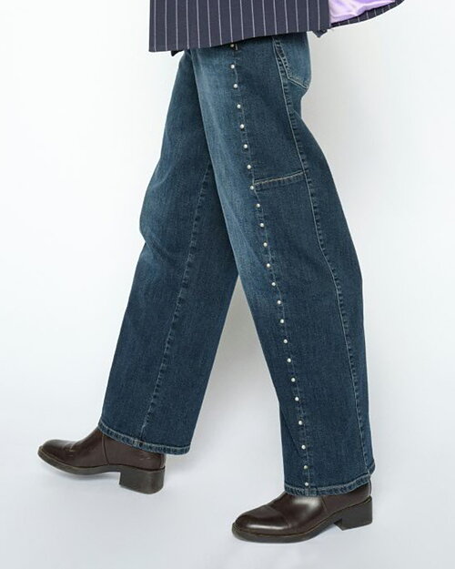 Barelljeans Malago hög midja & nitar mörk denim - 2