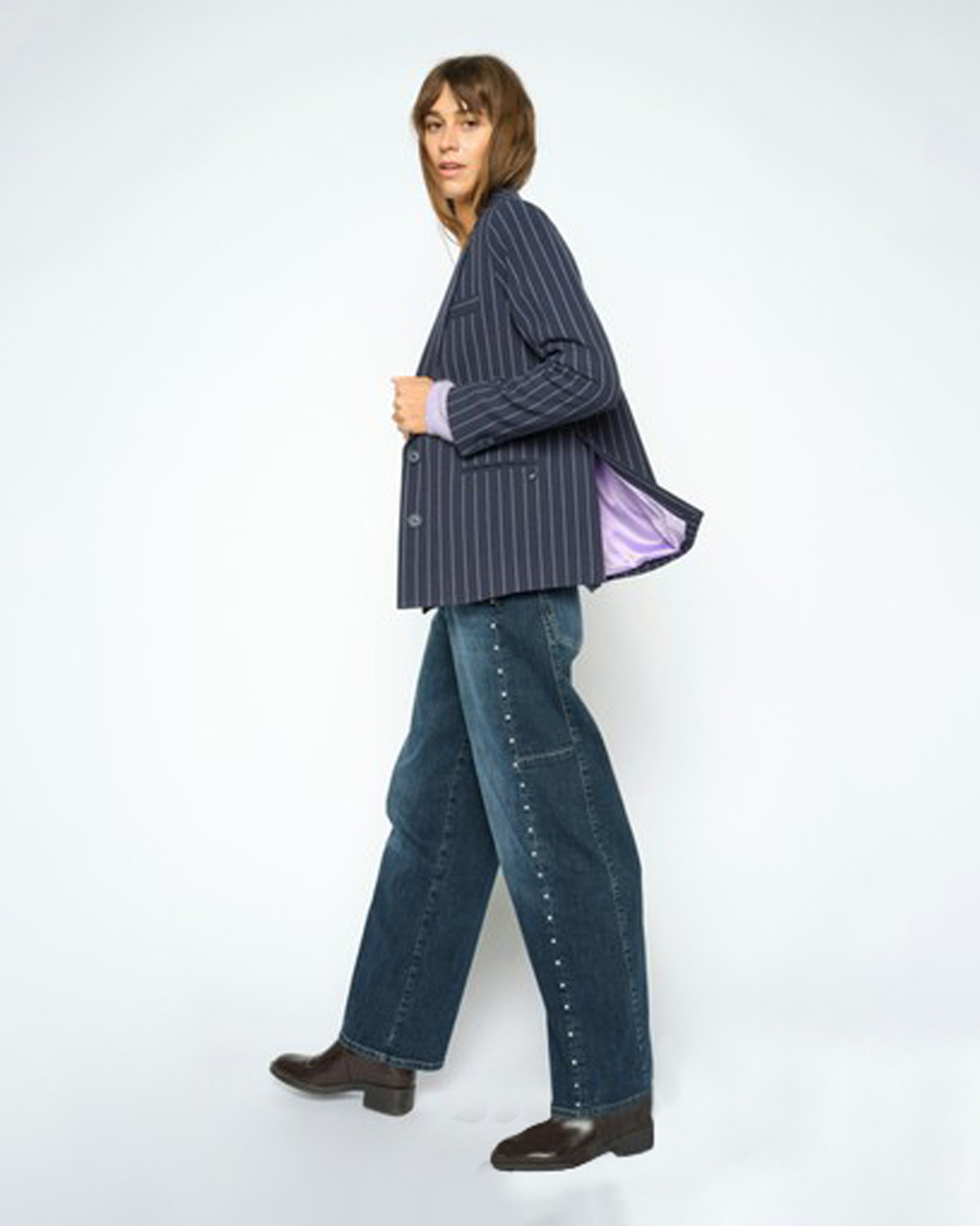 Barelljeans Malago hög midja & nitar mörk denim - 3
