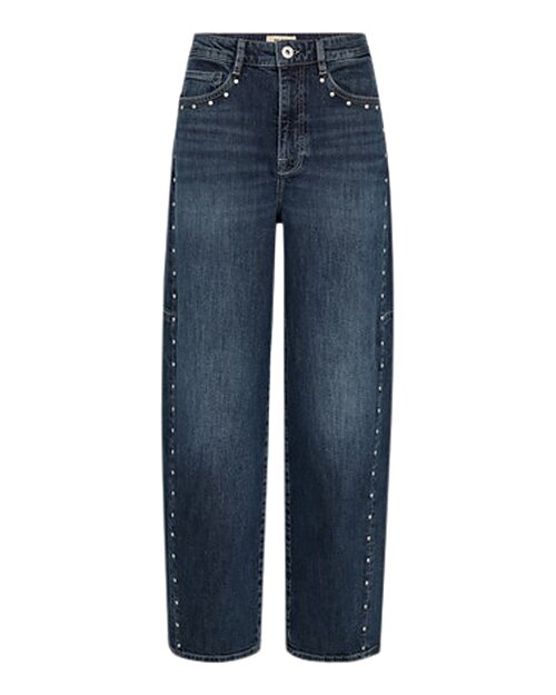 Barelljeans Malago hög midja & nitar mörk denim - 4