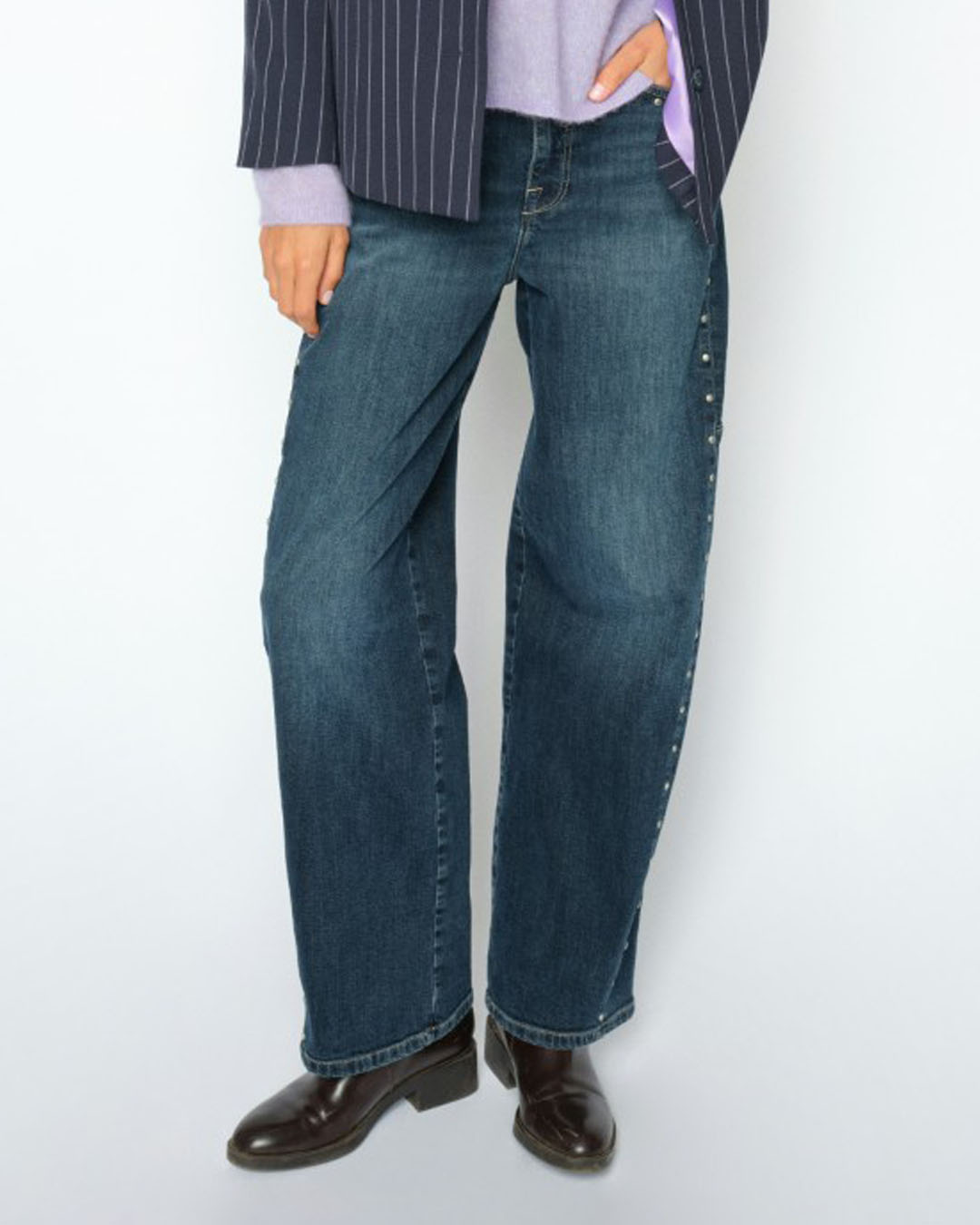 Barelljeans Malago hög midja & nitar mörk denim