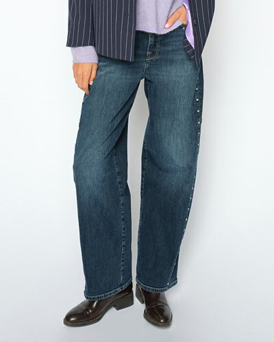 Barelljeans Malago hög midja & nitar mörk denim