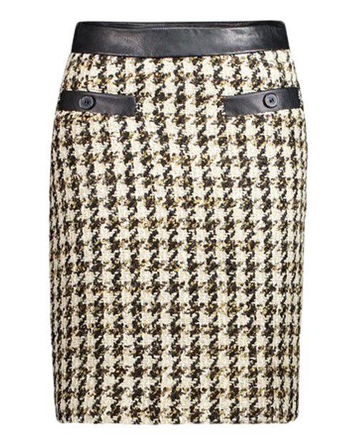 Kjol Emma25 bouclé beige/brun/svart