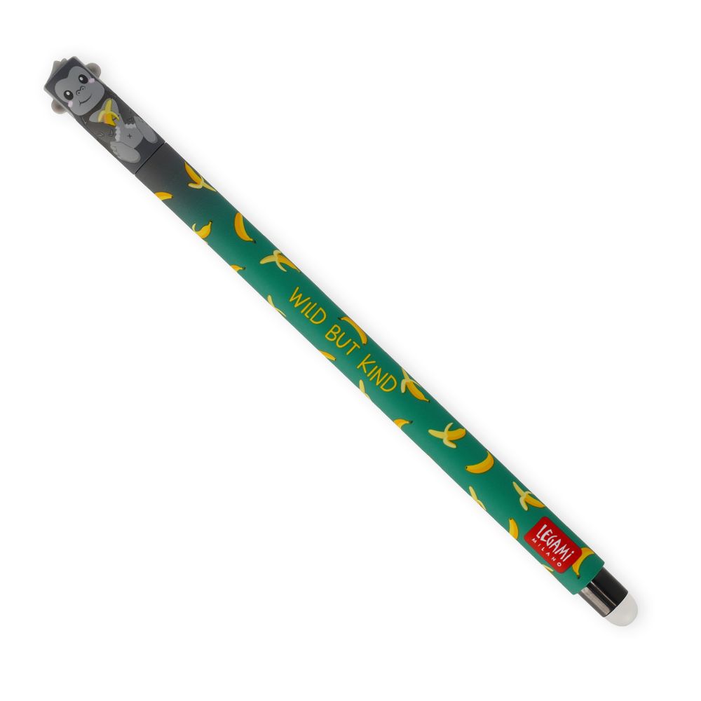 Erasable gel pen, Gorilla, sort, gelpen med blæk der kan viskes ud