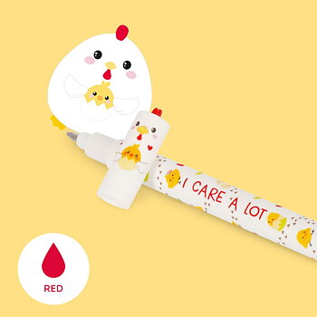 Erasable gel pen, Hen/Høne, rød, gelpen med blæk der kan viskes ud