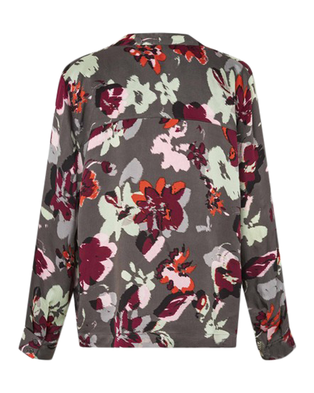 Blus Delvion v-ringad blommig rosa/vin/rost/grå - 2
