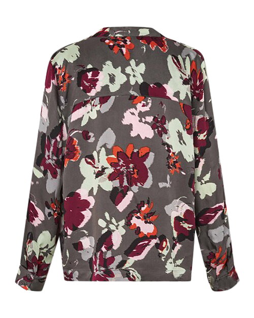 Blus Delvion v-ringad blommig rosa/vin/rost/grå - 2