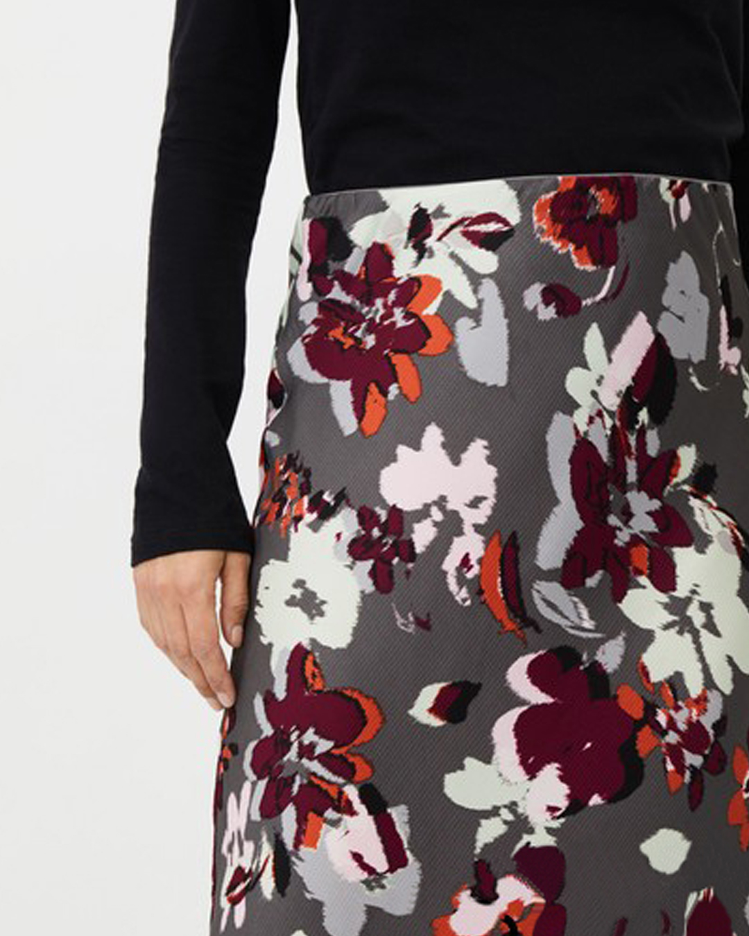 Kjol Solviera blommig rosa/vin/rost/grå - 3