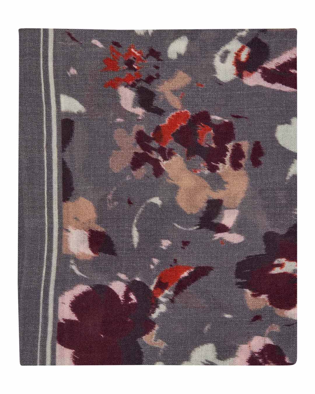 Ullsjal Anea blommig rosa/vin/rost/grå - 4