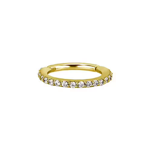 Clicker - 18 K guld - exklusiv piercingring med kristaller 1,0 mm