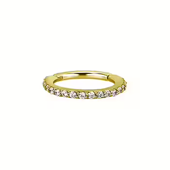 Clicker - 18 K guld - exklusiv piercingring med kristaller 1,0 mm