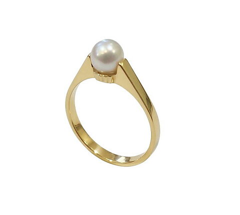 Guldring med pärla  18 k