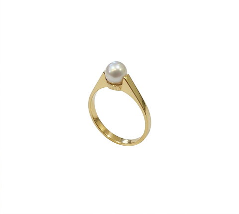 Guldring med pärla  18 k