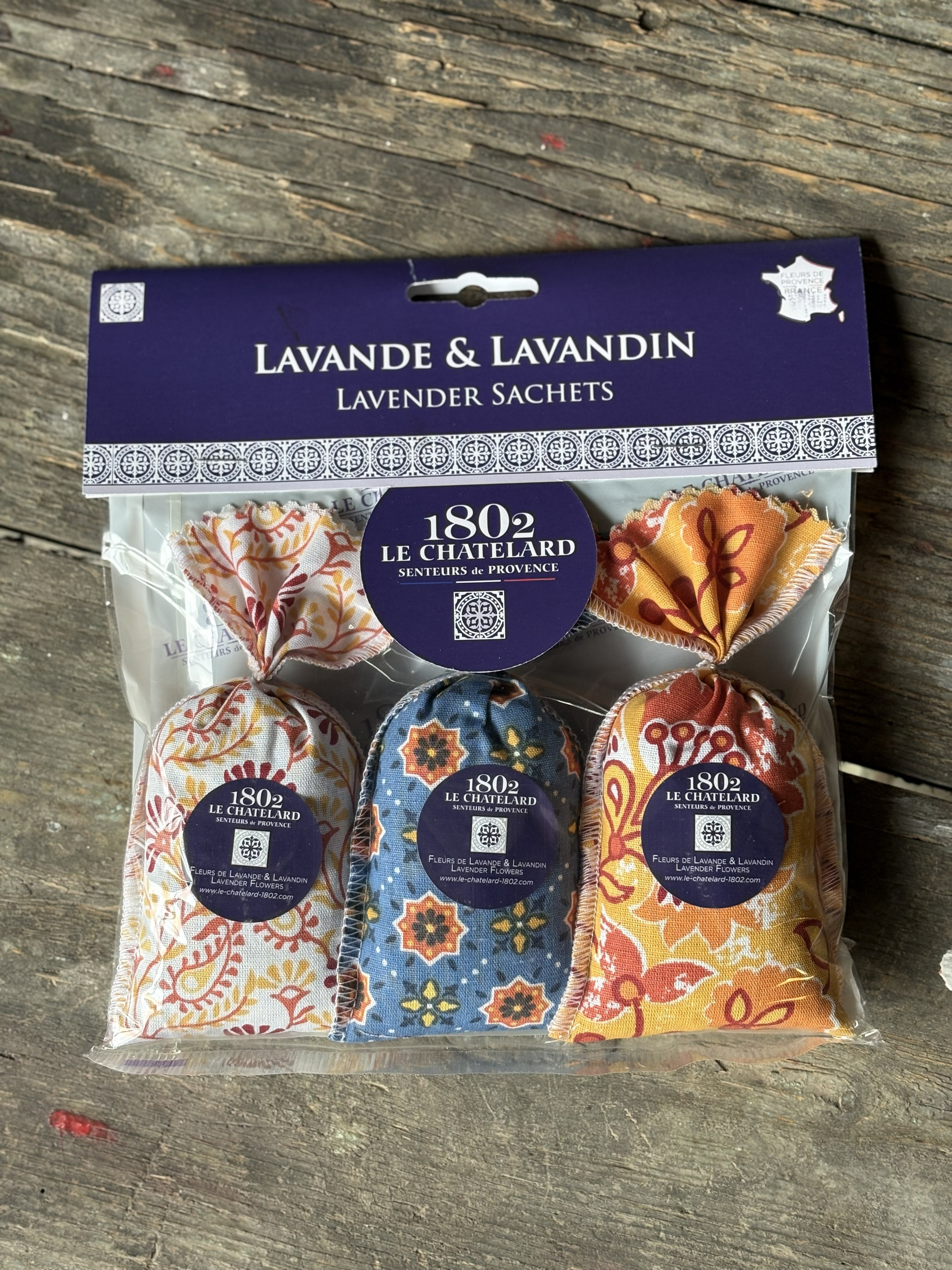 Set med lavendelpåsar