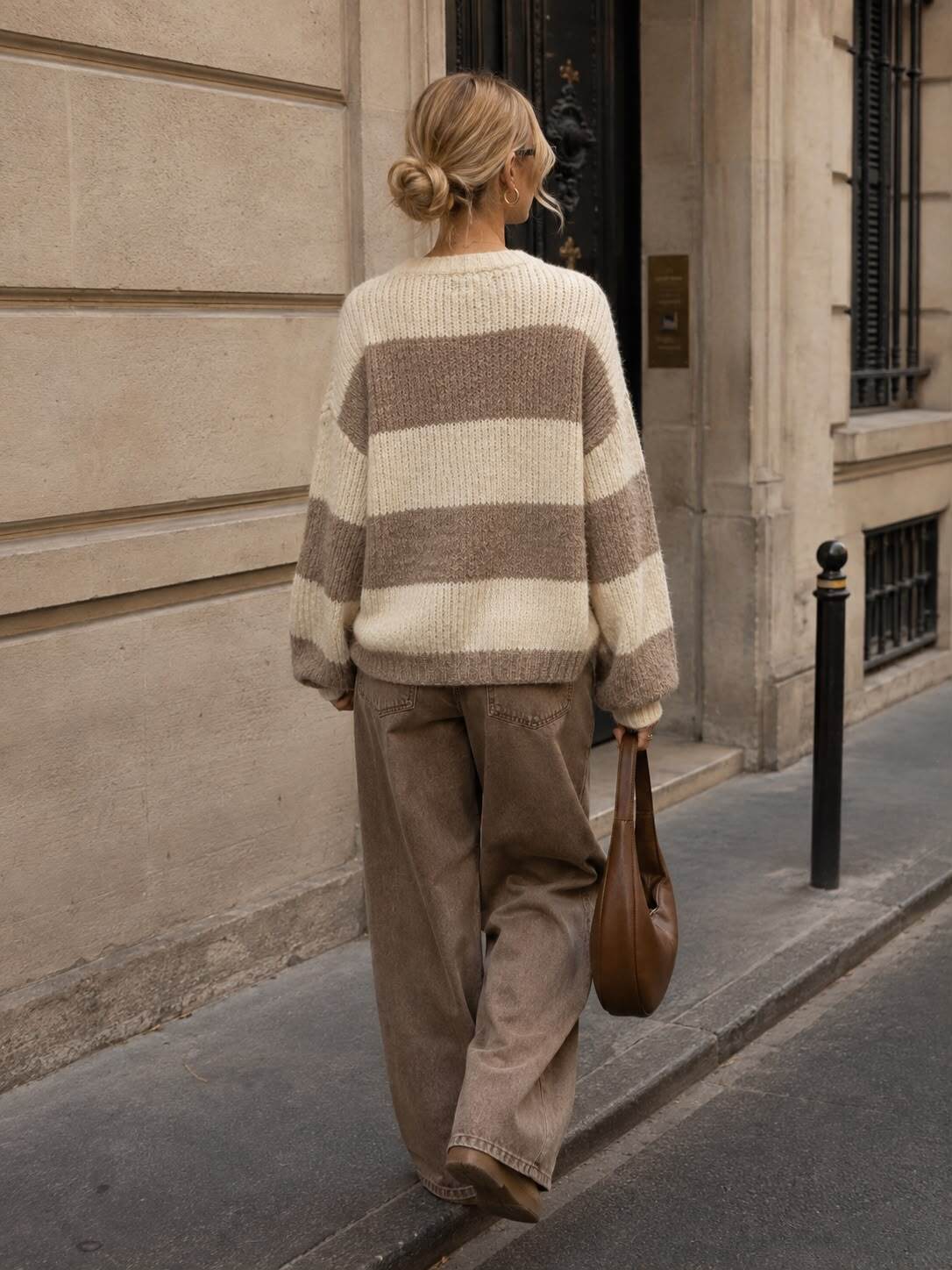 Knit sweater Good Vibes taupe - 3