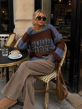 Knit Sweater Good Vibes blue