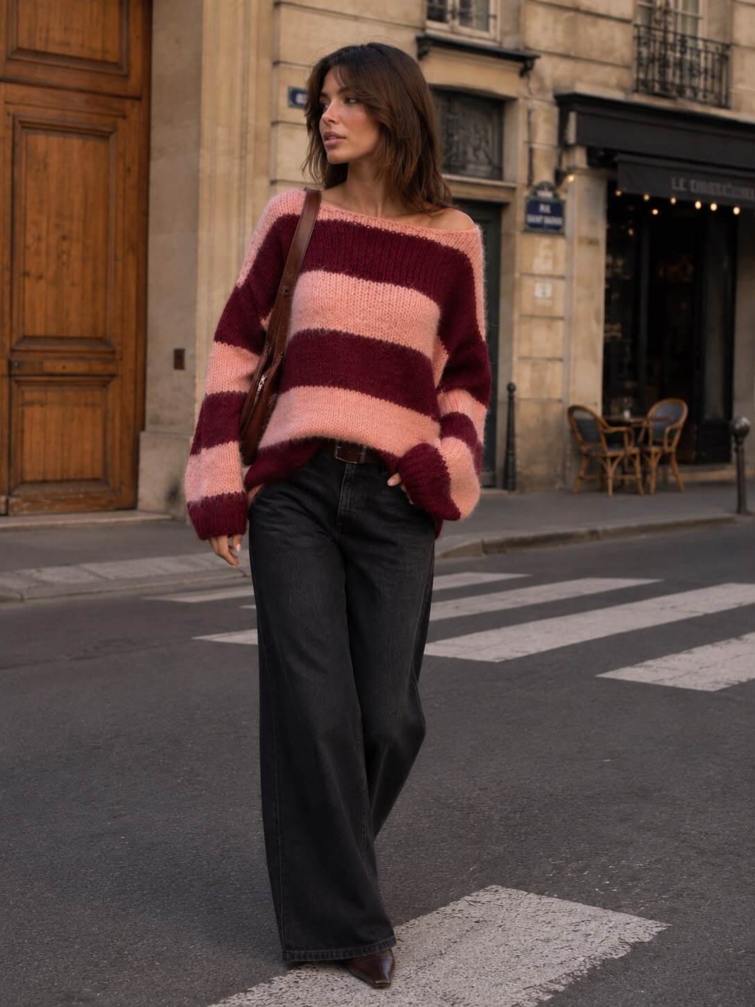 Knit sweater stripes pink - 3