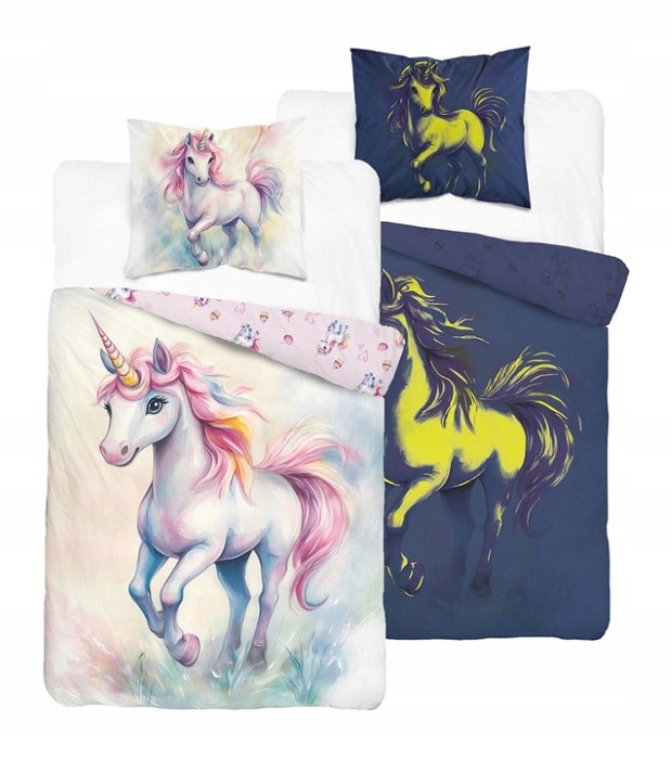 Unicorn Bäddset Självlysande i mörkret - 3