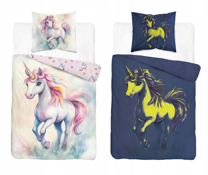 Unicorn Bäddset Självlysande i mörkret - 4