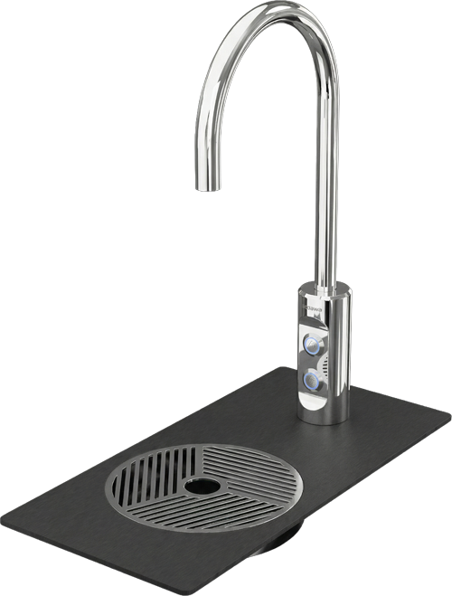 Escowa - Tapptorn - Piccolo Fusion Krom inkl. Baseplate – nedfälld spillbricka med avrinning