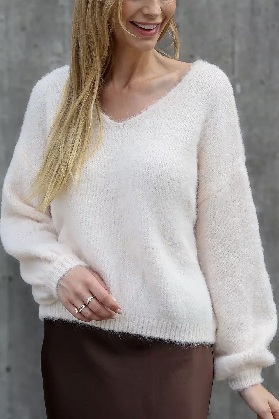 A-View - Inge V- Neck Knit Off White