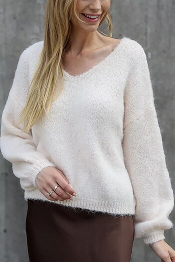 A-View - Inge V- Neck Knit Off White