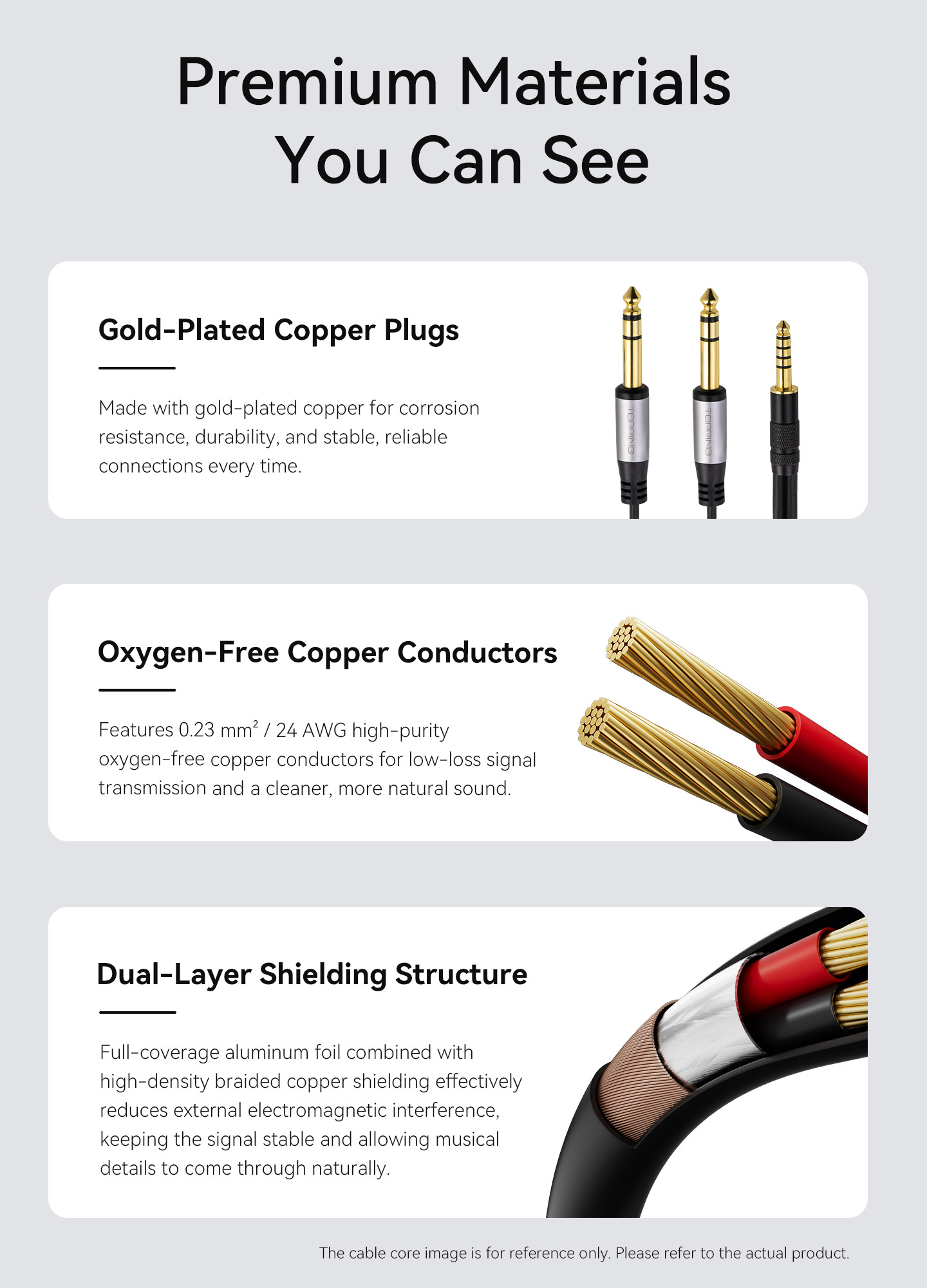 TOPPING B4T6-150 4.4mm to Dual 6.35mm TRS Oxygen-free Copper True Balanced Cable - 4