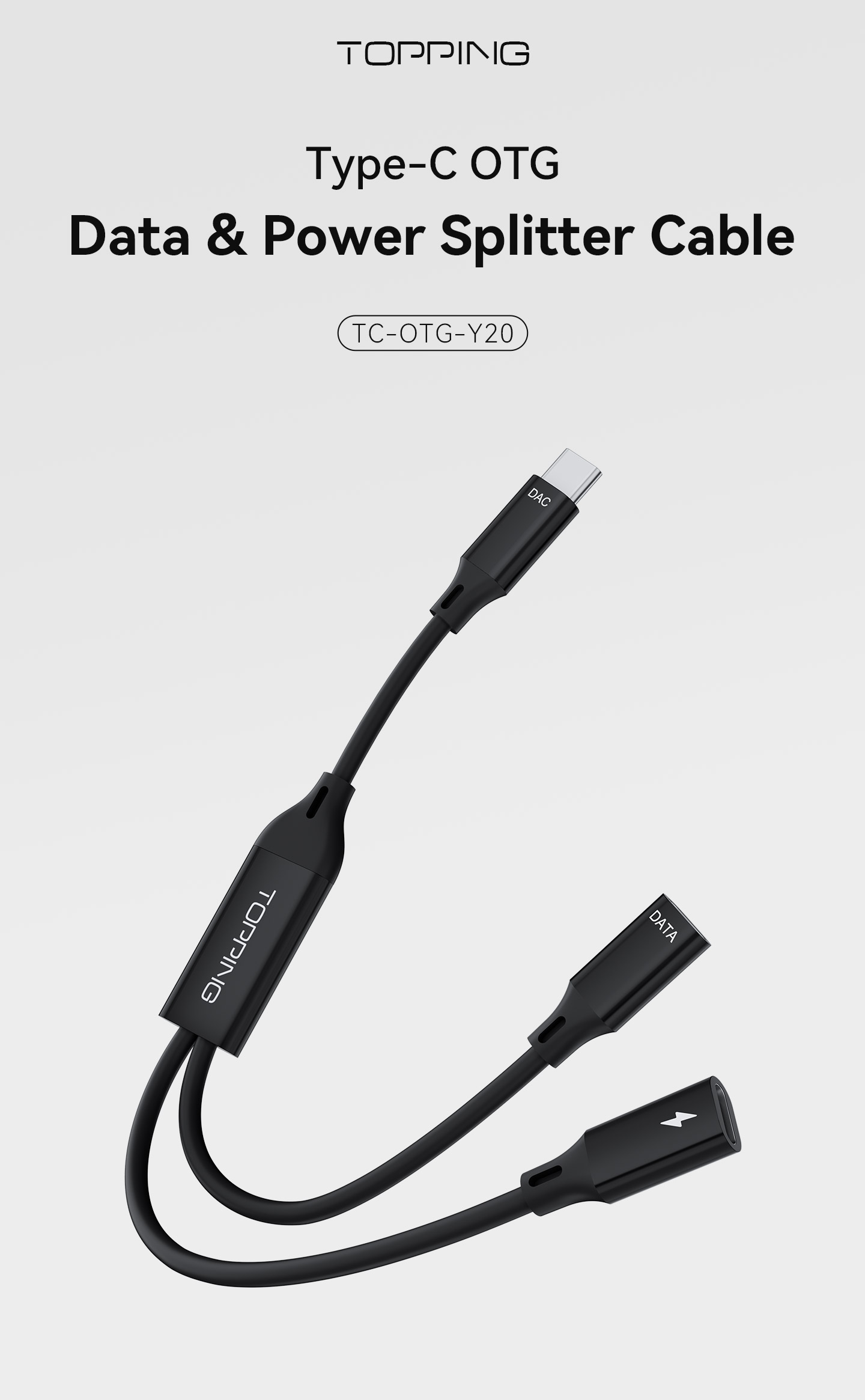 TOPPING TC-OTG-Y20 Type-C OTG Data & Power Splitter Cable - 5