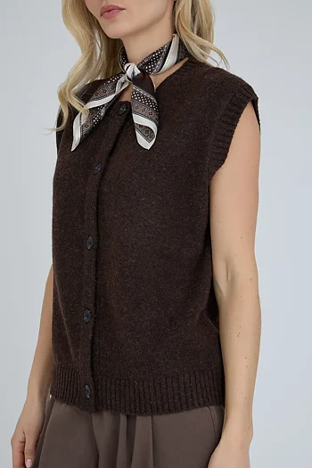 A-View - Alia Silk Scarf Brown/White