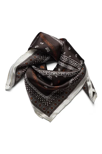 A-View - Alia Silk Scarf Brown/White