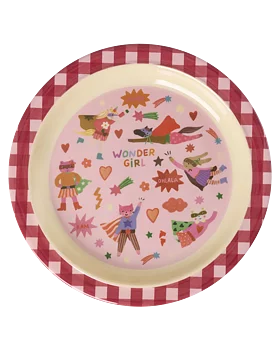 Children's Plate, Melamine, Rice Pink Hero