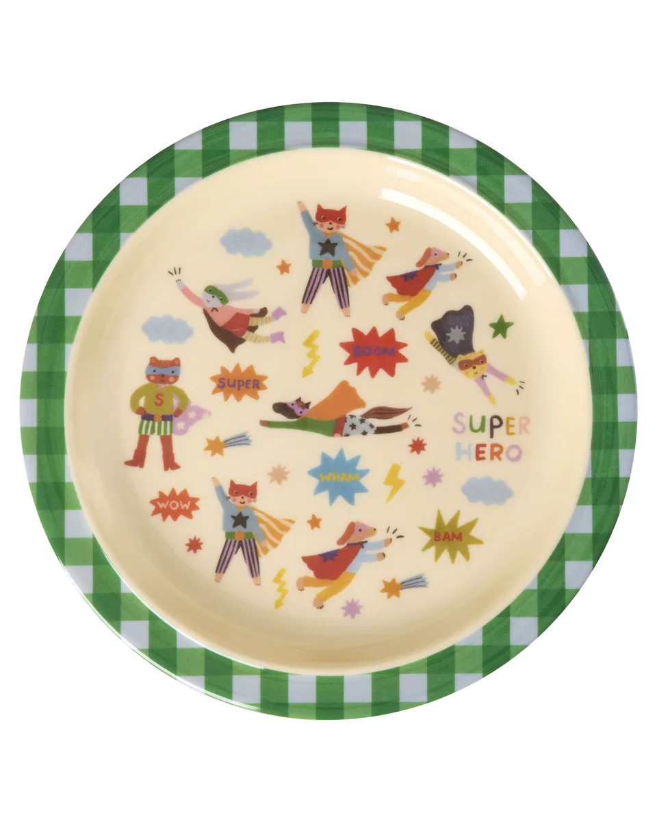 Children's Plate, Melamine, Rice Green Hero