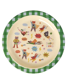 Children's Plate, Melamine, Rice Green Hero