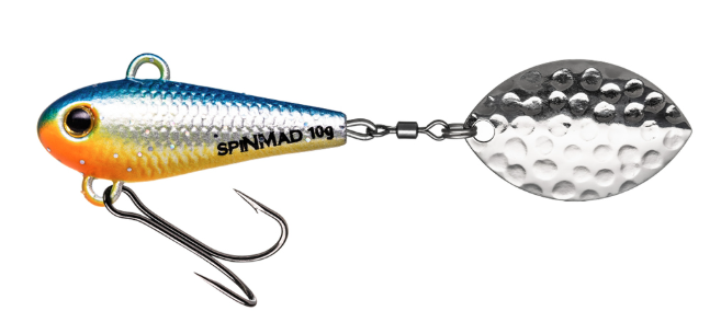 SPINMAD WIR 10 g är ett mångsidigt spinntailbete utvecklat för effektivt fiske efter abborre, asp, regnbåge och öring. Den kompakta kroppen ger bra kastlängd
