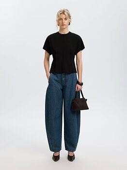 Selected Femme Oline Light Twist Tee Black