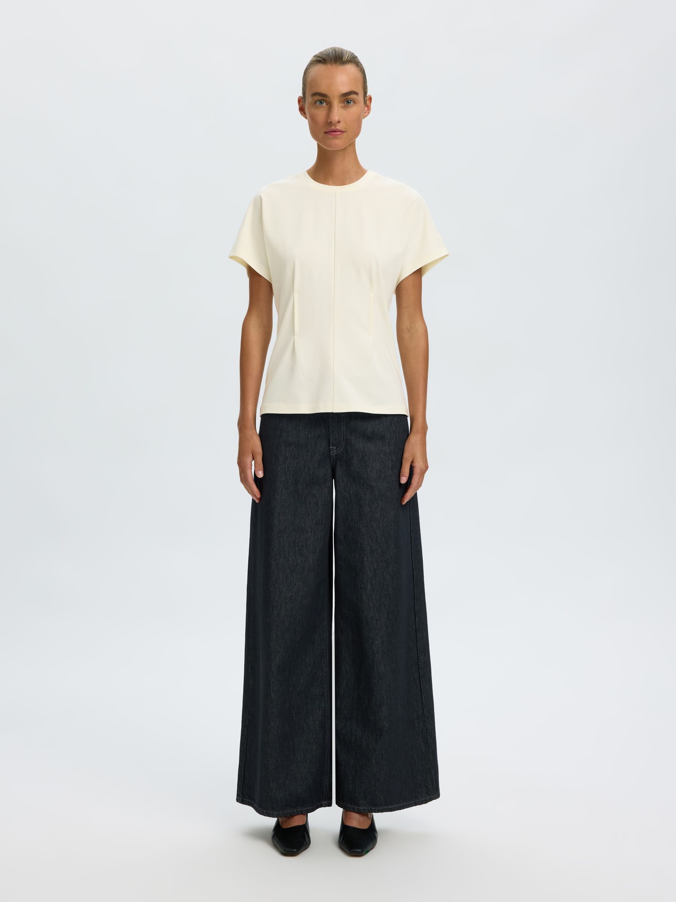 Selected Femme Oline Light Twist Tee Egret - 4