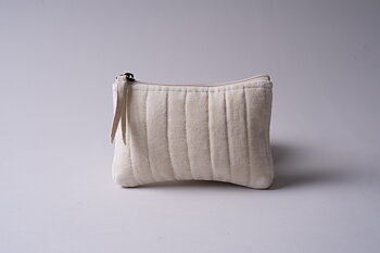 Velvet Flat Pouch bag /  Toilet bag Small  Beige