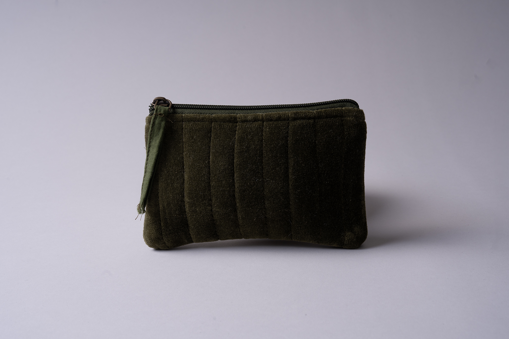 Velvet Flat Pouch bag /  Toilet bag Small  DarkGreen