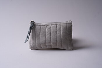 Velvet Flat Pouch bag /  Toilet bag Small  LightBlue-Grey
