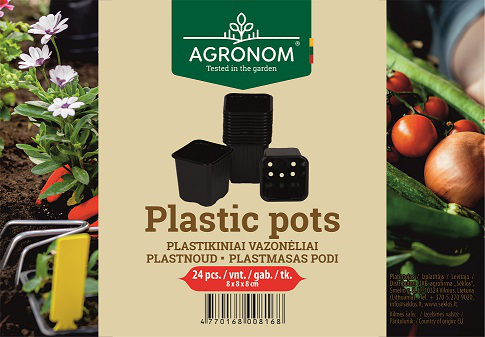 Plastkruka 8x8x8cm, 24st Svart