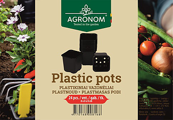 Plastkruka 8x8x8cm, 24st Svart