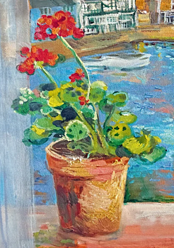 Natalie Rymer : Geranium by the Window - Kort med kuvert