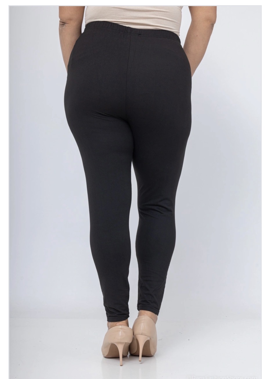 Leggings med resårmidja, svart  - 4