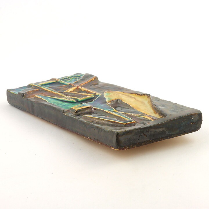 ヘルムート・シャフェナッカー  カラフルなツルの陶板  23cm  1960年代 (2)