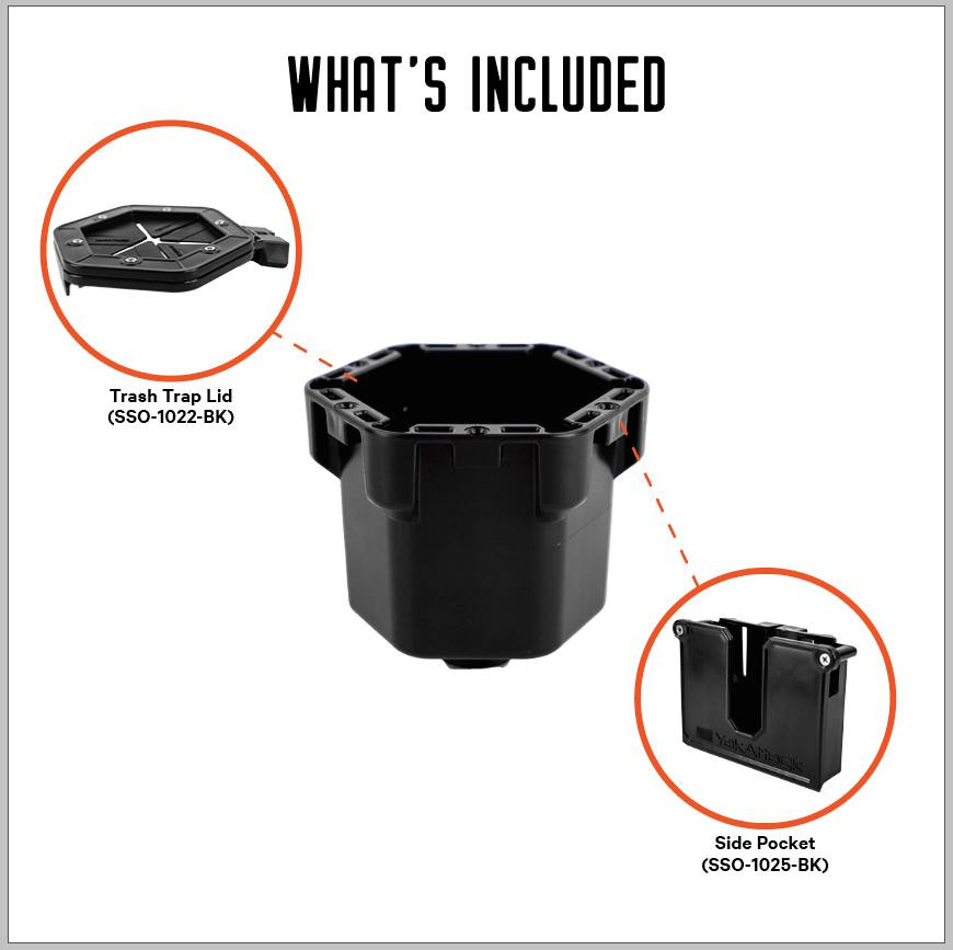 Yakattack Trash Trap Cup Holder Pro - Cup, Trash Trap Lid, Side Pocket - 4